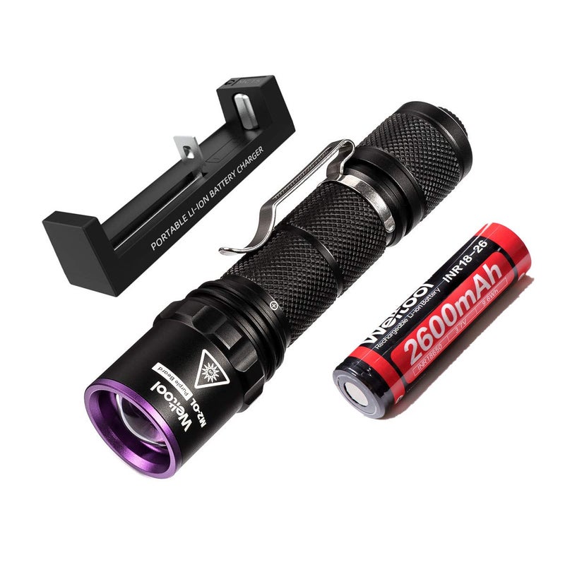 Weltool Professional UV Flashlight 365nm Black Light Max. 2060mW High Power for Glue Curing, AC Leak Detector, Rocks and Mineral Glowing, Pet Urine Detector, Non Destructive Testing - Image 1